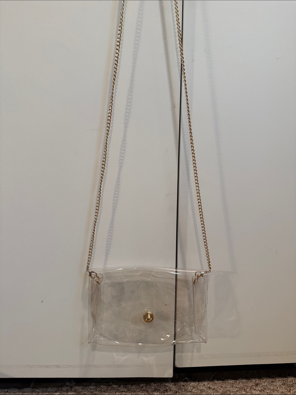 Clear PVC Crossbody Bag with Gold Chain Strap